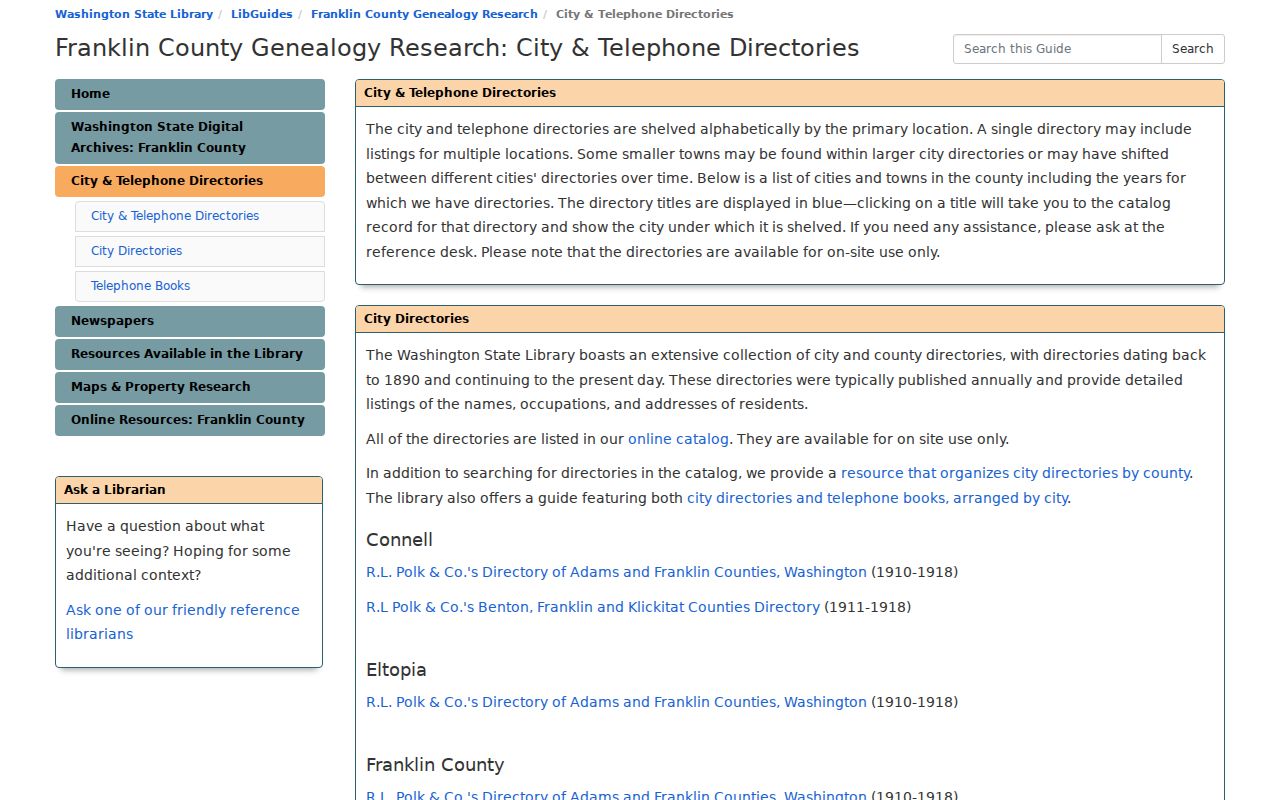 Pasco city directory Washington State Library collections