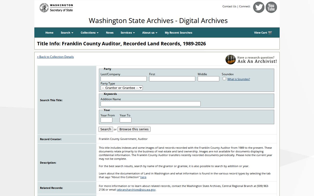 Pasco residents directory Franklin County land index